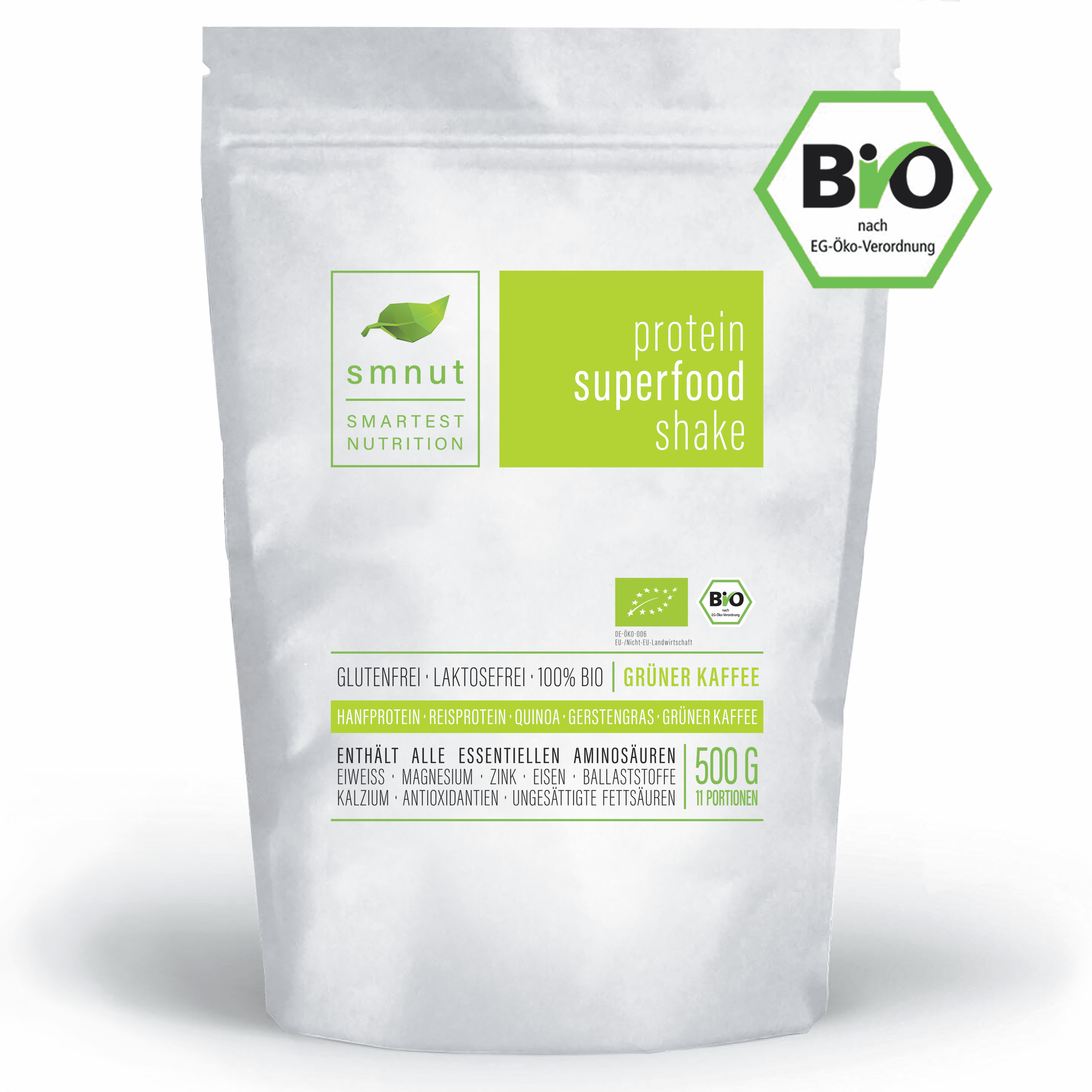 Grüner Kaffee Schatten Bio Vegan Protein smnut: Bio-Protein-Pulver ohne Kompromisse und pur